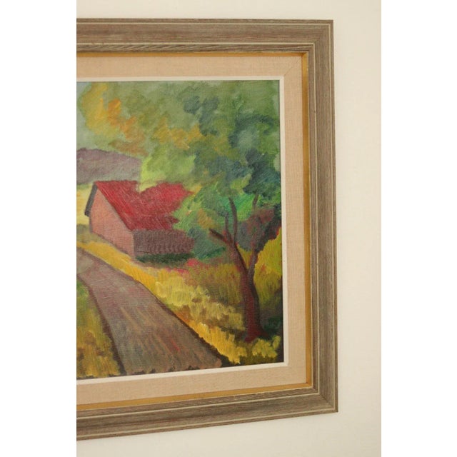 Bror Göransson, Landscape with Barn, 1960s, Oil on Canvas, Framed For Sale - Image 5 of 11