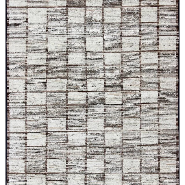 Keivan woven Arts-Modern piled rug with checkerboard design in natural wool tones, rug AFG-33324, country of origin /...