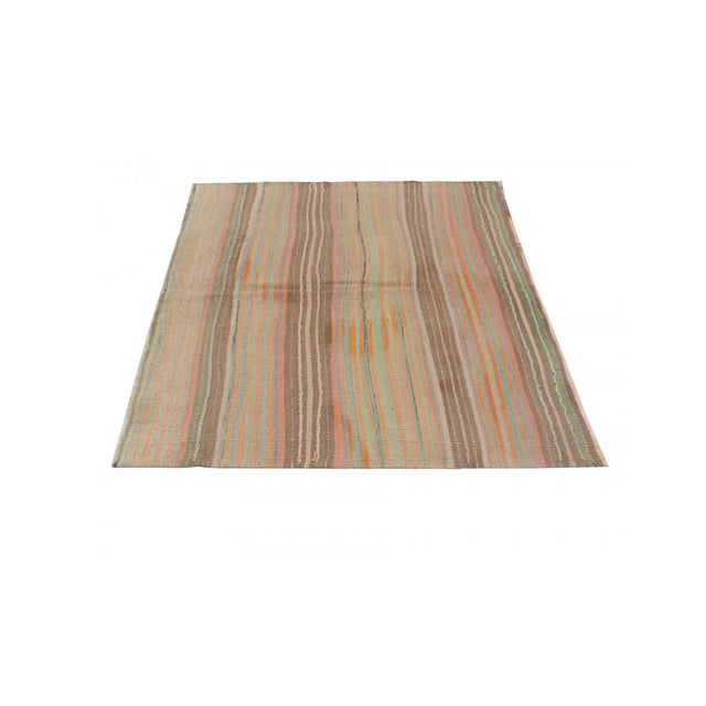 Striped Vintage Turkish Kilim Rug - 4`1" X 4`9" For Sale - Image 4 of 6