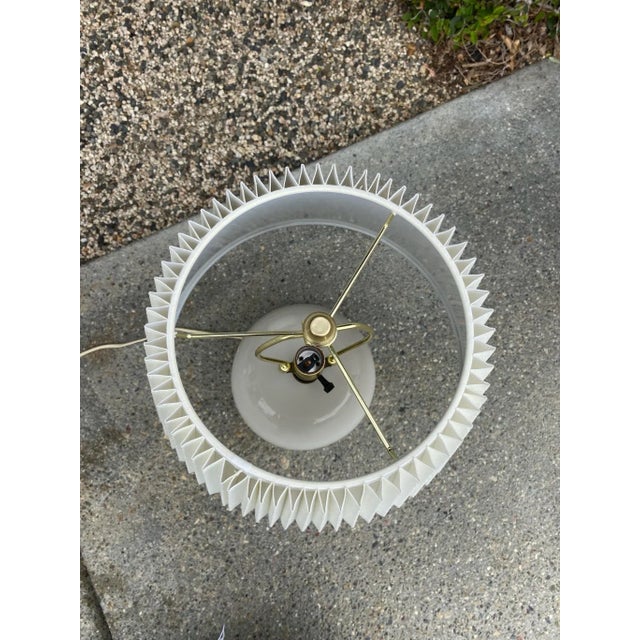 Vintage Ceramic Lamp With Pleated Shade For Sale - Image 4 of 11