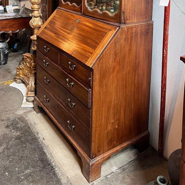 English George II Mahogany Mirrored Bureau Cabinet (Secretary Bookcase) For Sale - Image 12 of 16