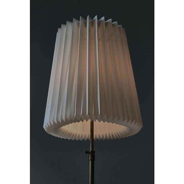 Metal Modern Scandinavian Brass and Oakwood Floor Lamp with Le Klint Shade, 1950s For Sale - Image 7 of 18