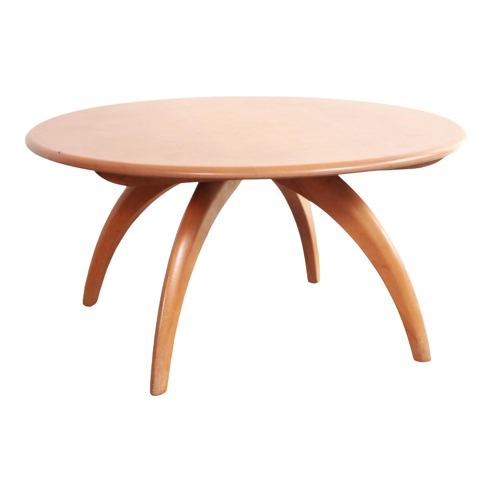 Mid Century Modern Heywood Wakefield Lazy Susan Round Coffee Table in