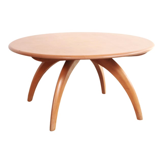 Mid Century Modern Heywood Wakefield Lazy Susan Round Coffee Table in