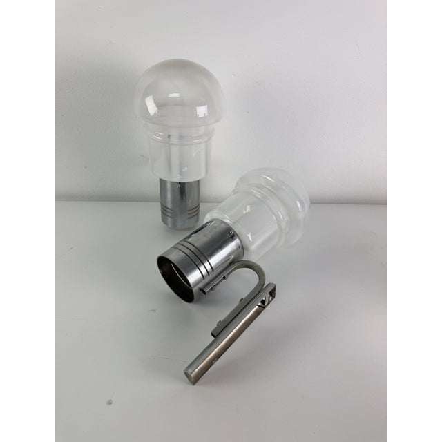 1960s Mid-Century Modern Murano Glass and Metal Wall Lamps, 1960s, Set of 2 For Sale - Image 5 of 17