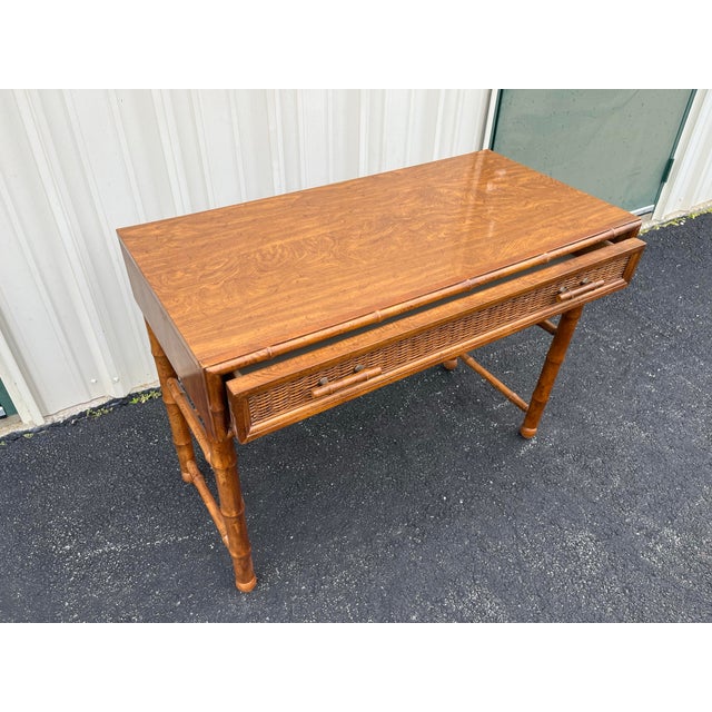 Wood 1970s American of Martinsville Faux Bamboo Writing Desk For Sale - Image 7 of 12