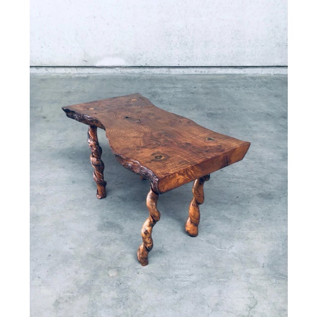 Brutalist Style Handcrafted Oak & Grape Wood Side Table, 1950s For Sale - Image 16 of 18