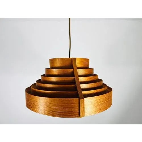 Mid-Century Modern Wooden Pendant Lamp by Hans-Agne Jakobsson, Sweden, 1960s For Sale - Image 4 of 13