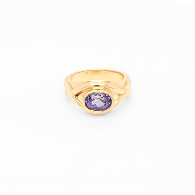Vintage 14k Yellow Gold & Tanzanite Cocktail Ring For Sale - Image 10 of 12