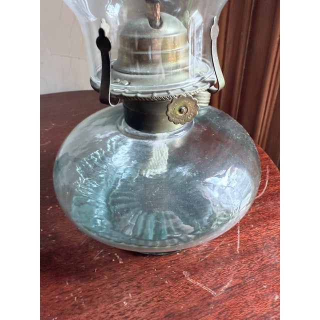Vintage Mid-Century 1960s Chamber Style Oil Lamp Hurricane Lamp For Sale - Image 10 of 13