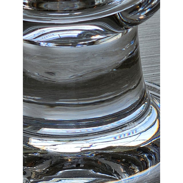 Late 20th Century Pair of Vintage Crystal Glass Votive Hurricane Lamps For Sale - Image 5 of 10