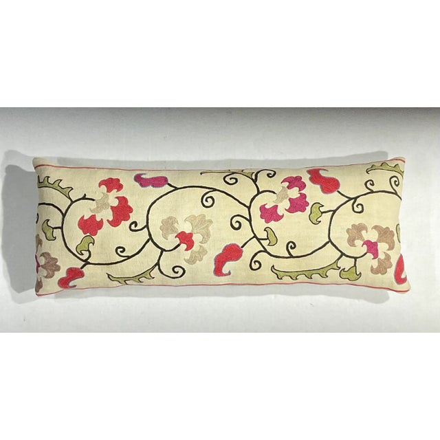 Single Antique Silk Embroidery Suzani Pillow For Sale - Image 11 of 11