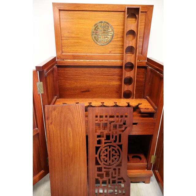 1960s George Zee Teak and Brass Flip-Top Cocktail Bar Cabinet For Sale - Image 9 of 16