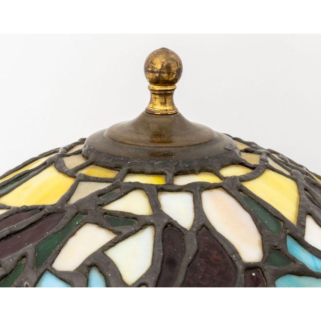Modern Tiffany Studios Style Stained Glass Table Lamp For Sale - Image 3 of 8