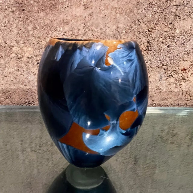Mid-Century Modern 1970s Psychedelic Art Pottery Crystalline Vase Louis Reding For Sale - Image 3 of 12
