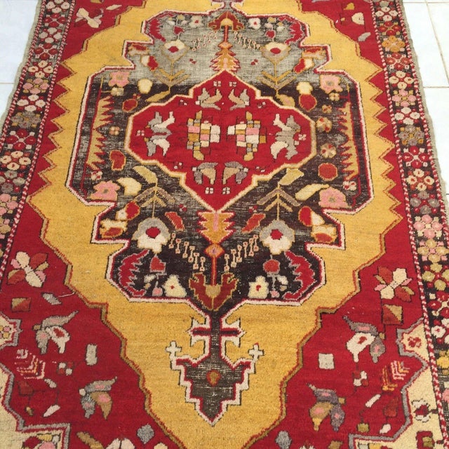 Vintage Turkish Oushak Rug - 4′3″ × 7′3″ For Sale - Image 4 of 6