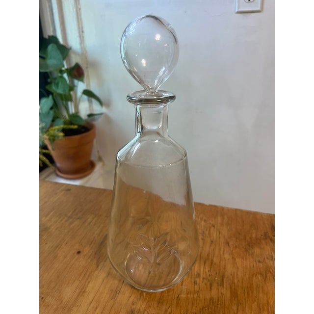 Antique Hand Blown Glass Decanter With Agave Leaf and Beautiful Globe Top For Sale - Image 14 of 14