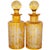 Late 19th Century Antique Pair 19th Century Etched Bohemian Amber Glass Wine Liquor Decanters 1880 For Sale - Image 5 of 15