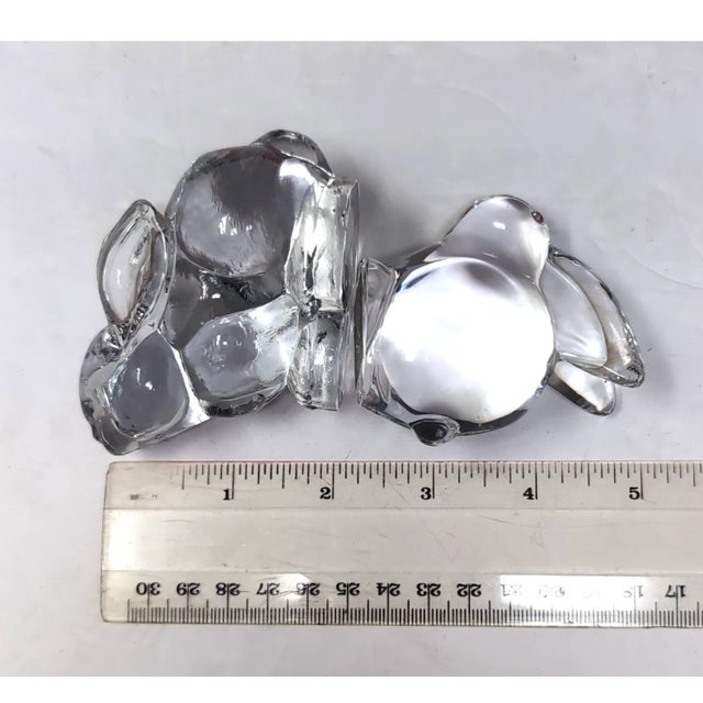 Transparent VTG Oneida Bunny Rabbit Figurines Set of 2 Lead Crystal Clear Hand Cut & Blown For Sale - Image 8 of 8