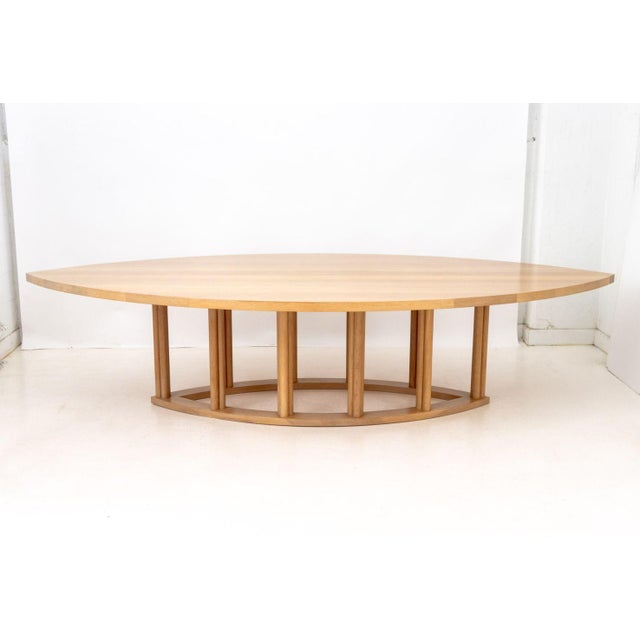 Contemporary Pointed Oval Blonde Wood Dining Table For Sale In New York - Image 6 of 8