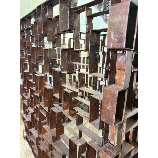Vintage 1970s Brutalist Welded Steel Maze Table For Sale - Image 4 of 10