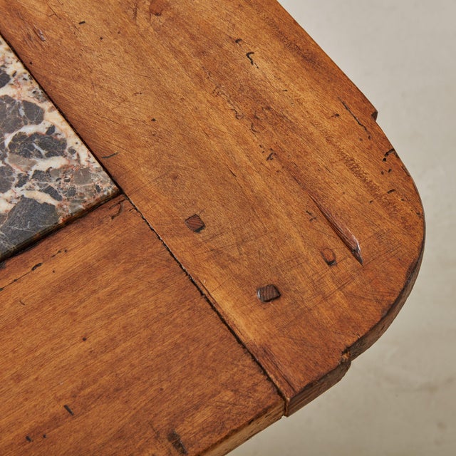 Antique French Entryway Table with Inlaid Marble Top | Chairish