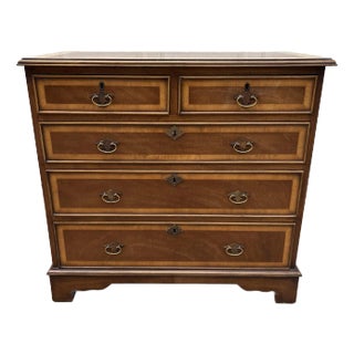 Georgian Style 5-Drawer Banded Mahogany Chest of Drawers For Sale