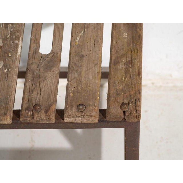 Wood Vintage Industrial Stool in Pine Wood and Iron, Central Europe, 1950 For Sale - Image 7 of 8