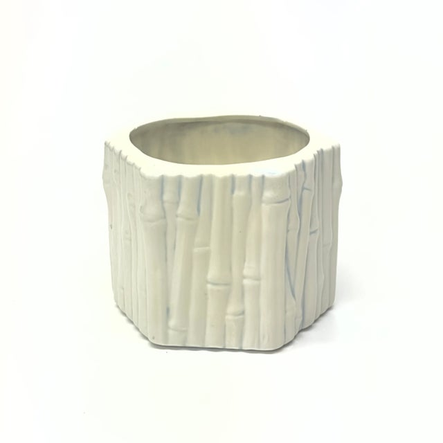 Hollywood Regency White Ceramic Faux Bamboo Containers - Group of 3 ...