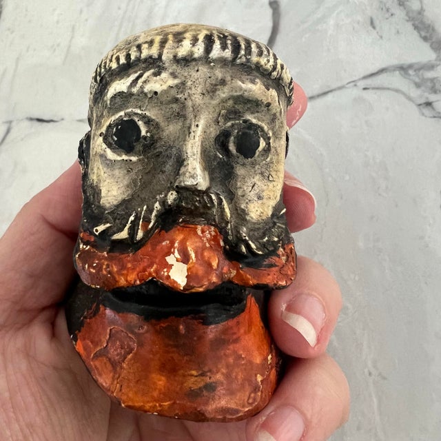 Folk Art Sculpture of Man’s Head Folk Art Expressionist For Sale - Image 3 of 8