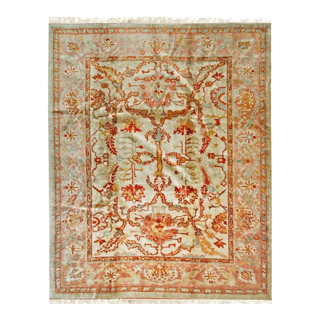 Light Antique Turkish Angora Oushak Design Mohair Modern Contemporary Rug Carpet For Sale