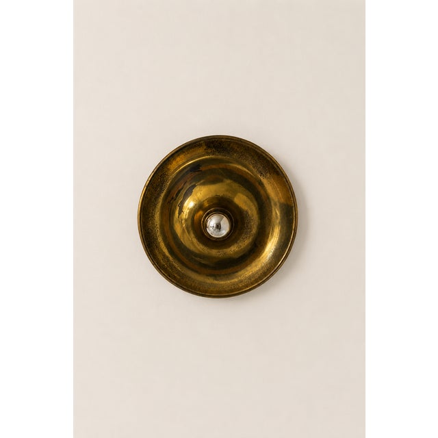 1970s Vintage Disc Wall Sconces in Patinated Brass, Italy, 1970, Set of 2 For Sale - Image 5 of 6