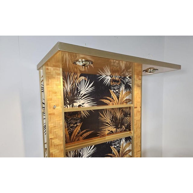 1970s Pressed Bamboo Dry Bar with Stools, Italy, 1970s, Set of 3 For Sale - Image 5 of 13