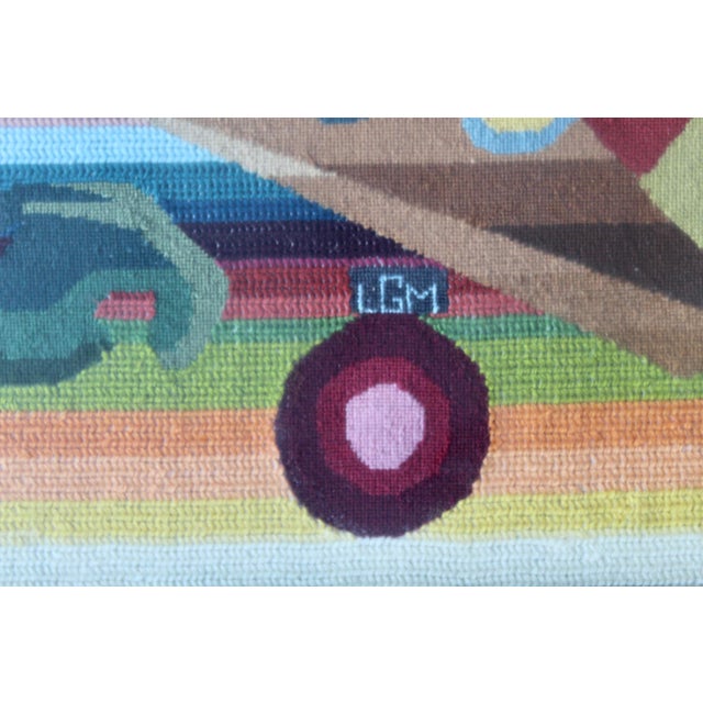 Vintage Needlepoint Tapestry Abstract Geometric Design Framed For Sale - Image 9 of 13