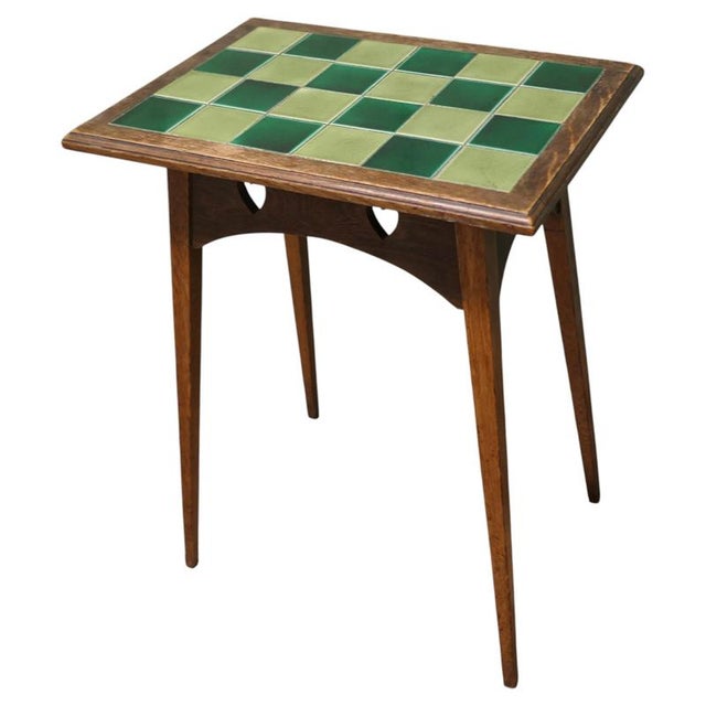 Heart-Carved Tiled Top Occasional Table from Liberty London, 1900 For Sale - Image 9 of 9