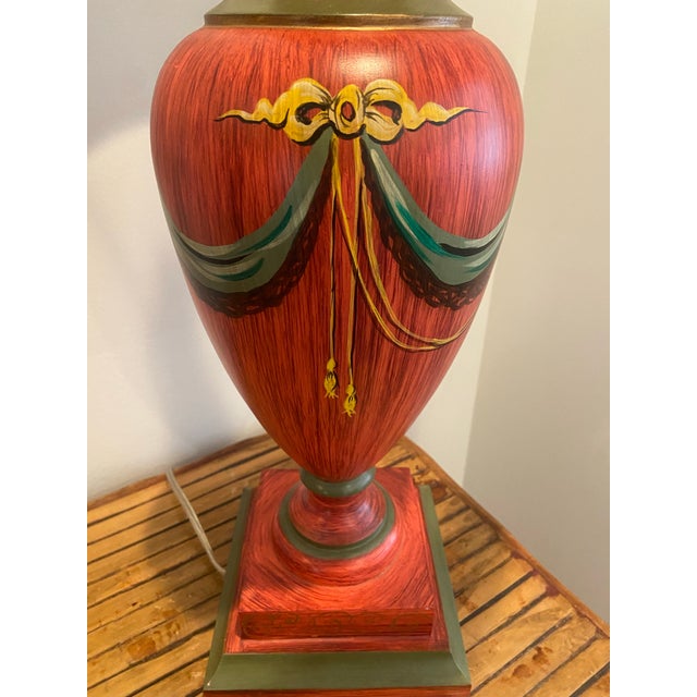Vintage Hand Painted Red Lamps - a Pair For Sale In Kansas City - Image 6 of 12