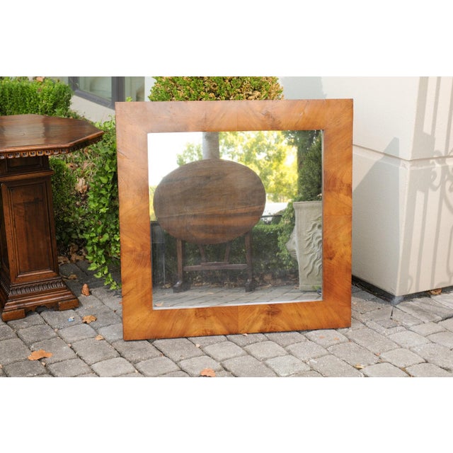French French Wall Mirror from the 1920s with Burl Walnut Veneered Frame For Sale - Image 3 of 10