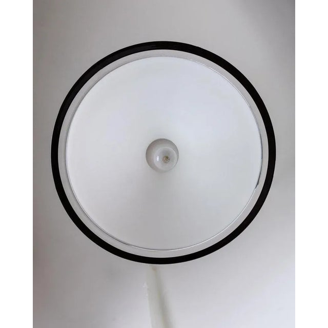 Large Vintage Ceiling Light in White Murano Glass with Black Rim and Stainless Steel, Italy, 1970s For Sale - Image 5 of 11