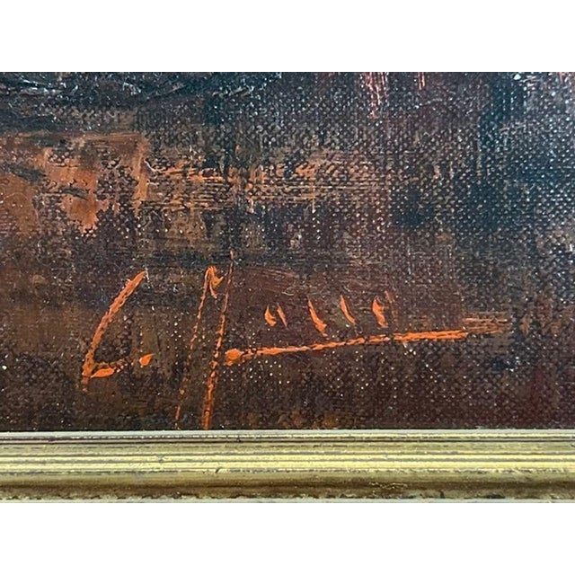 This striking mid-century Italian oil painting on canvas is an authentic, artist-signed work by the celebrated Italian...