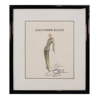 Alexander Julian - Vintage Fashion Illustration Color Marker & Ink Sketch For Sale