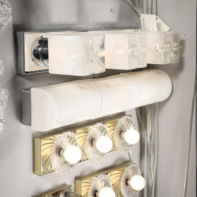 Mid-Century Modernist Hand-Blown Milk Glass Vanity Light For Sale - Image 9 of 11