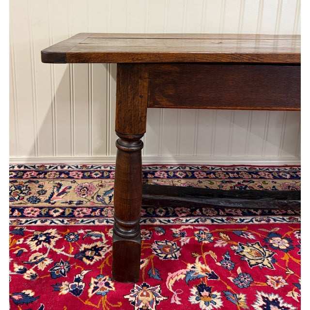 Antique English Country Farm Dining Breakfast Table Farmhouse 75" Wide Oak 19thC For Sale - Image 10 of 16