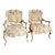French Provincial White Washed Floral Print Lounge Chairs by Century Furniture For Sale