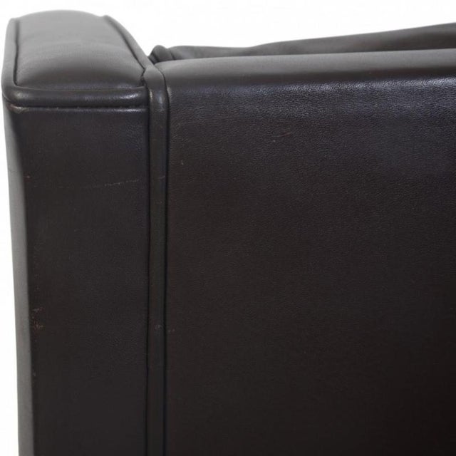 Set of Wing Chair with Ottoman in Black Leather by Børge Mogensen, 1990s For Sale - Image 12 of 18
