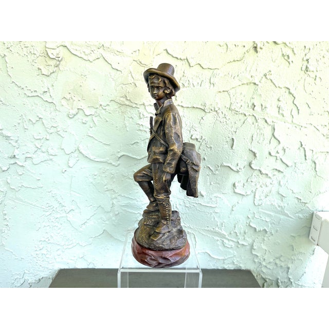 Realism Signed & Dated 1884 Emile-Victor Blavier Bronze Sculpture “Le Petit Savoyard”, France For Sale - Image 3 of 7