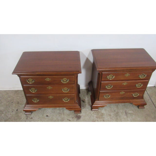 Item: Pair Nightstands Details: Cherry Great Designer Look/Quality Piece Three Drawers Marked James Sterling Great...
