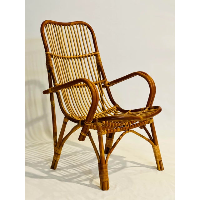 Late 20th Century Vintage Albini Style Bamboo and Rattan Child's Lounge Chair For Sale - Image 10 of 10