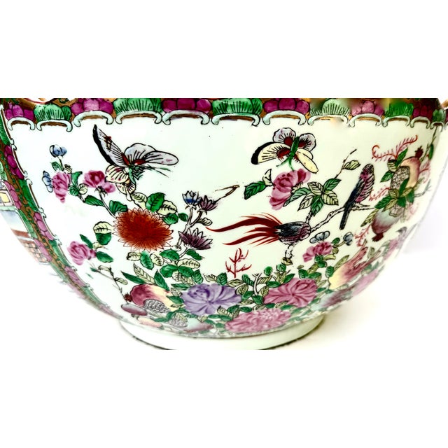 Mid 20th Century Centerpiece 16 1/2" Diameter "Chinese Export" Bowl. Famille Rose For Sale - Image 16 of 17