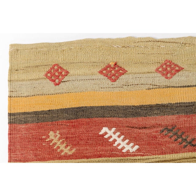 Mid 20th Century Earthy Red, Yellow & Taupe Flatweave Kilim For Sale - Image 9 of 10