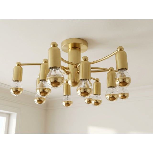 1980s Art Deco Modernist Sputnik 12-Light Ceiling Light from Honsel, 1980s For Sale - Image 5 of 5
